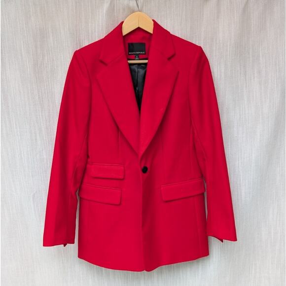 Banana Republic Red Lido Sculpted Italian Wool Single-breasted Blazer, size 8 - Picture 1 of 8